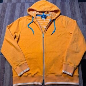 Psycho Bunny Orange Fleece Retro Sportswear Zip Hoodie Large